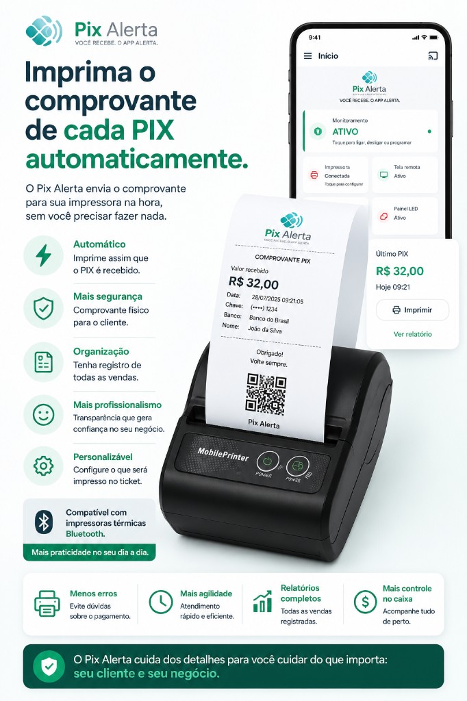 Propaganda: impressão automática do comprovante PIX